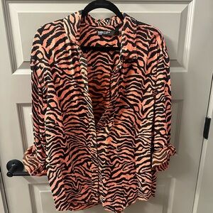 Urban Vibe Women's Zebra Print Blouse - Orange and Black
